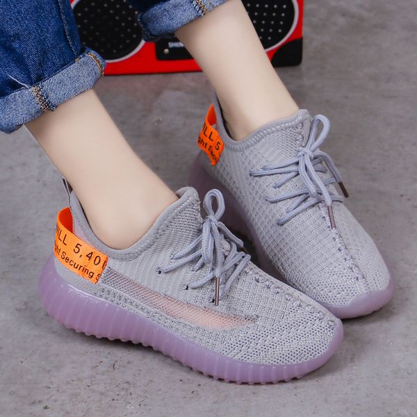 

new children sneakers for boys girls 2020 fashion air-mesh luminous running shoes breathable soft bottom non-slip kids sneakers, Black;red