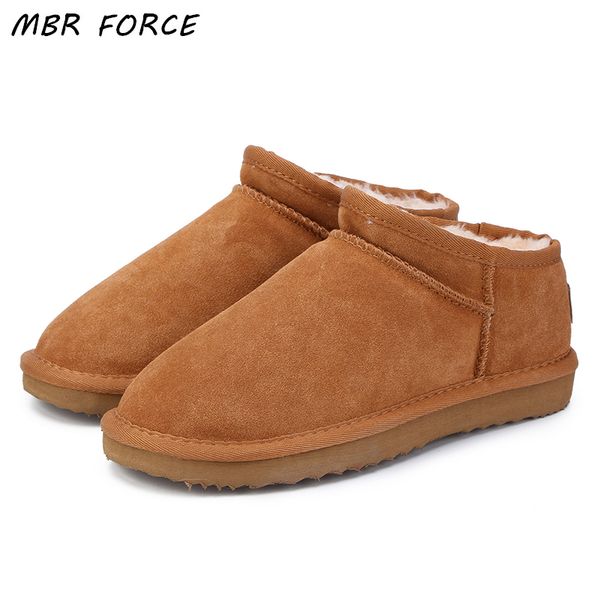 

mbr force women australia classic style snow boots winter warm leather flats warterproof high-quality ankle boots large size, Black