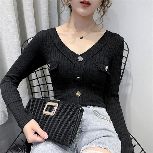 

collarbone base women's inner fitting 2020 decoration foreign style european style small v-neck shirt shirt slim scheming top, White