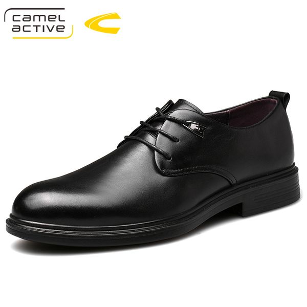 

camel active new men dress business shoes genuine leather office casual shoes comfortable soft leather lightweight men's, Black