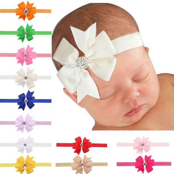 

new baby children hair bows rhinestone headbands elastic kids hair accessories girls head bands infant headband ing, Slivery;white