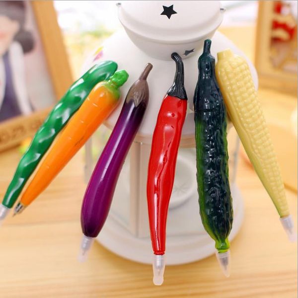 

4y4a] 10pcs/lot vegetable fruit shape ballpoint pen with magnet refrigerator stickers magnetic blackboard kitchen pens, Blue;orange