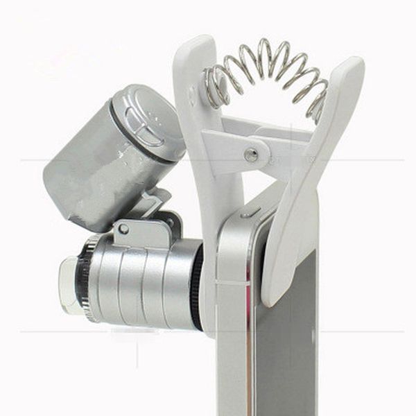 

new 60x mobile optical zoom magnifier universal mobile phone microscope macro lens micro camera clip led lenses for phone