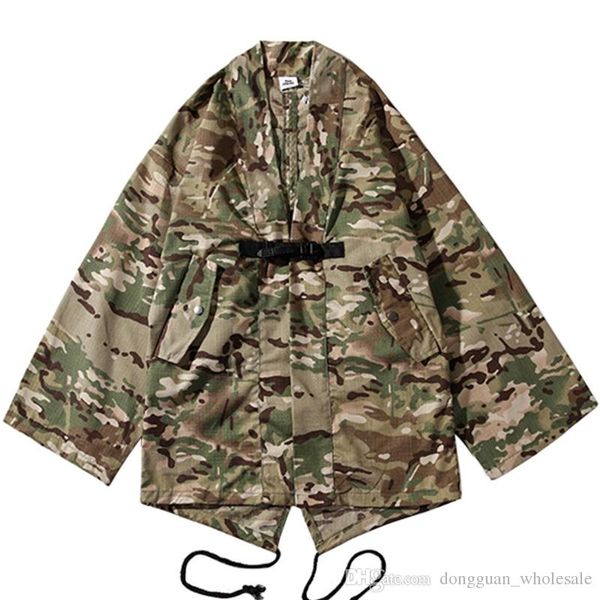 

2019 mens camo jacket japanese style streetwear retro clothes camouflage kimonos jacket harajuku cardigan vintage long outwear, Black;brown