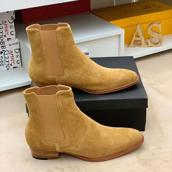 

2020 classic wyatt ankle boots western style black leather motorcylcle boots men gentlemen shoes fall winter