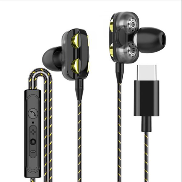 

dual driver in-ear earphones type c stereo headphones with 120cm cable