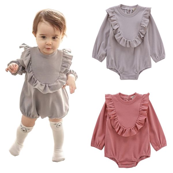 

spring frilly baby girl rompers малышей с длинным рукавом romper способа младенца симпатичные baby girl onesies 19110102, Blue