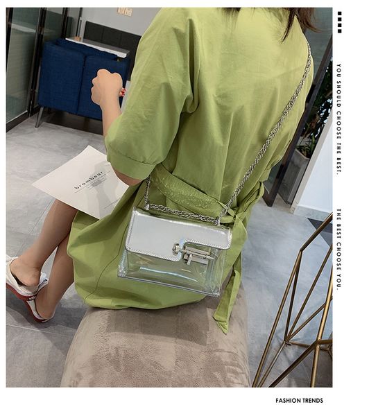 

summer 2009 fashion women's bag personality transparent lock jelly bag one shoulder slant mini square