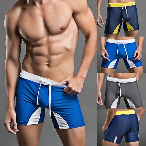 

swimsuit men's summer fashion belt drawstring fitness beach swimming sports trousers men's swimming trunks sunga masculina