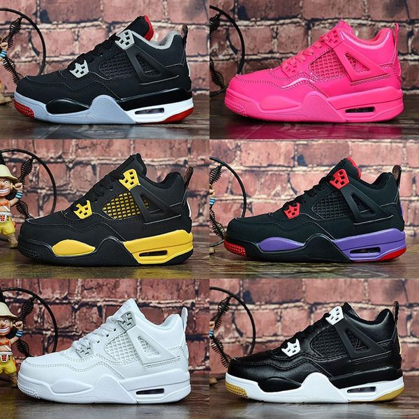 

ретро bred 4 детей баскетбол обувь детских спортивных туфель чистых деньги чикаго boy девушки 4s хищники роскошные спортивные кроссовки eur, Black