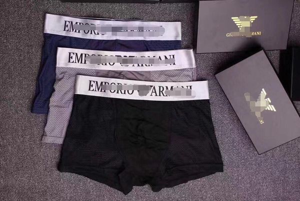 

waistband letter popular style underwear hollow out young people breathable cotton men boxer red gift box packed, Black;white