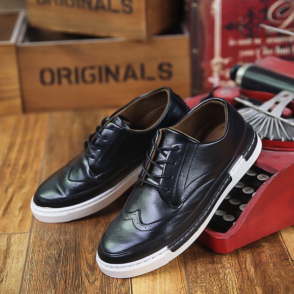 

leather shoes men sneakers fashion breathable casual men shoes chaussure homme breathable footwear ceepers zapatos homre, Black