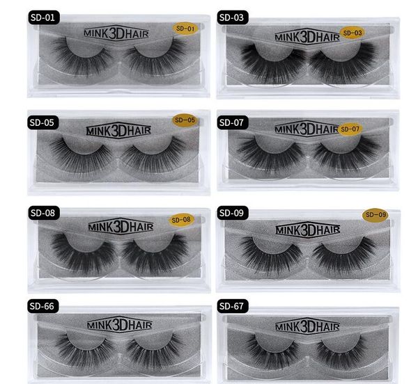 

24 hour shipping 11styles 1pair/lot 100% real 3d mink full strip false eyelash with box 2019 quality