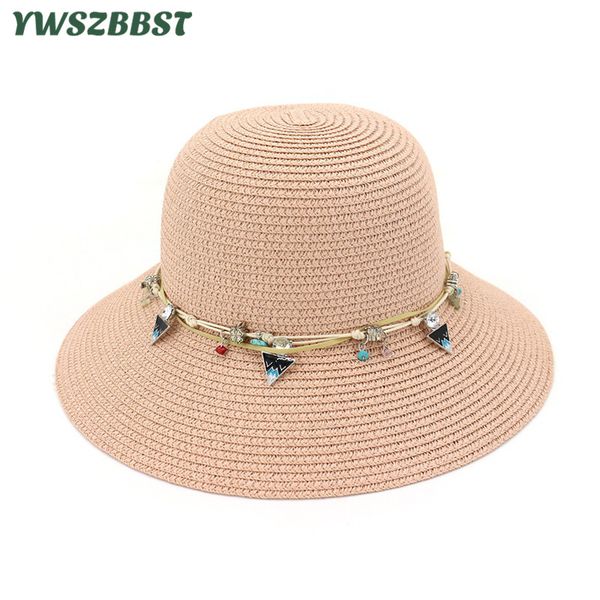 

new fashion summer women sun hats girl bucket hat rope accessories female straw hat wide large brim foldable women beach sun cap, Blue;gray