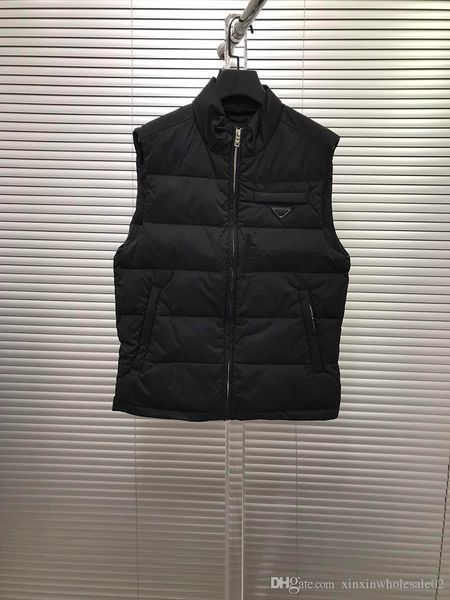 

19fw mens designer vest down italy back letter print paris lapel neck jacket windbreaker men women hooded 4133, Black;brown