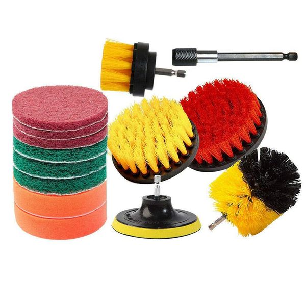 

drill bit set 14 pieces drill brush scrub pads cleaning brush woodworking kit scrub pads sponge power attachments se