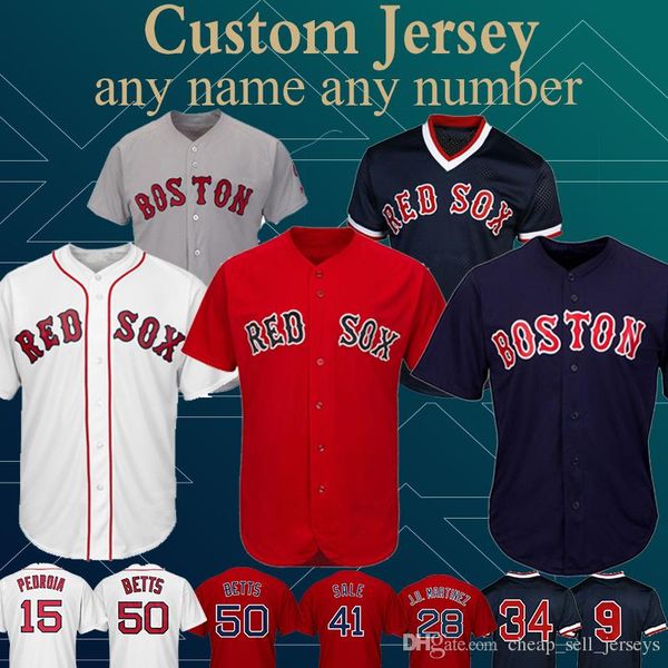 

Customized Boston Jersey Red Sox 15 Dustin Pedroia 50 Mookie Betts 9 Ted Williams 16 Andrew Benintendi