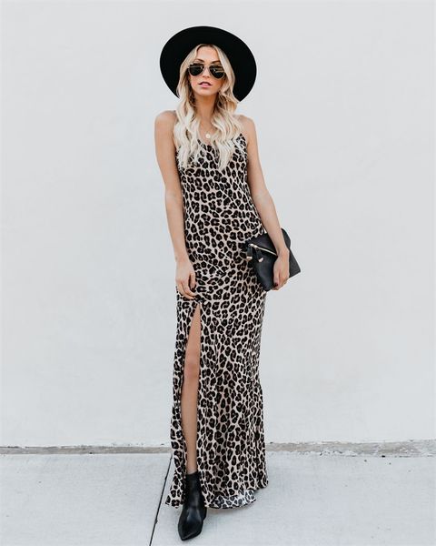 

2019 banquet sling leopard print long skirt women dress split longuette 8325 s-xl from guangzhou18, White;black