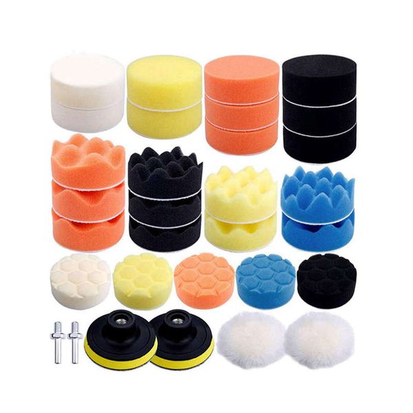 

polishing pads sponge,3 inch woolen waxing buffing kits compound auto car polisher m10 drill adapter (31 pcs