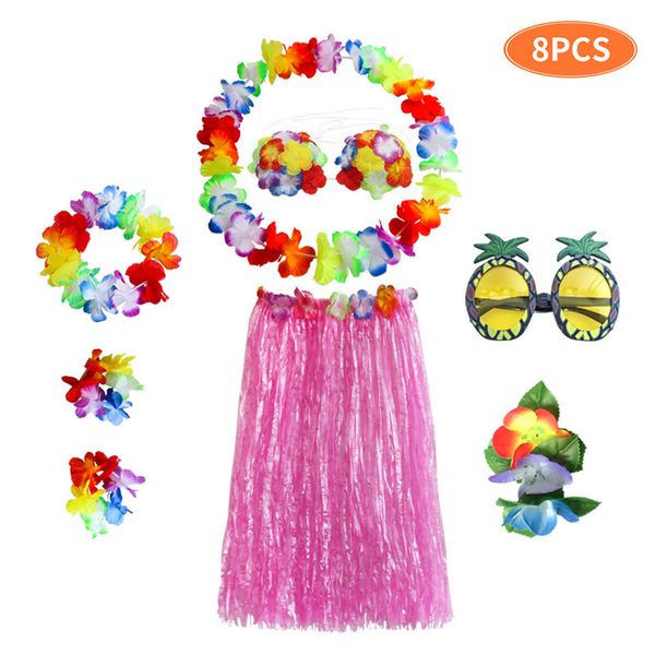 

8pcs/set garlands 60/80cm hawaiian flower leis garland necklace fancy dress party hawaii beach flowers party beach decoration fo