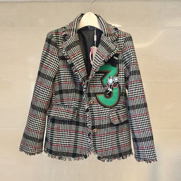 

british style women runway diamonds wool tweed jacket coat notched golden single-beasted plaid tassels basic jacket outerwear, Black;brown