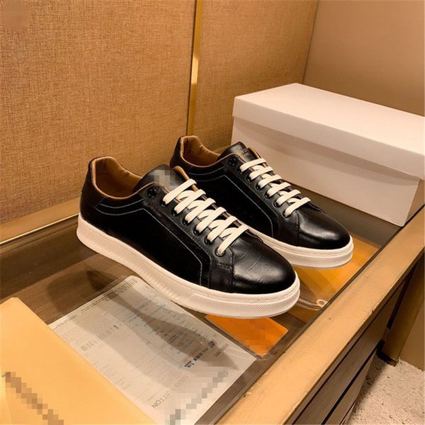 

2020 brand men's classic leather skate shoes outdoors lace up fashion low sneakers fashion quality, Black