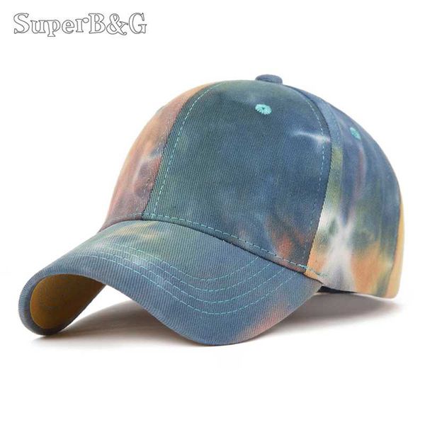 

fashion tie dye baseball cap women men spring trend lovers colorful snapback cap for woman outdoor adjustable graffiti bone, Blue;gray