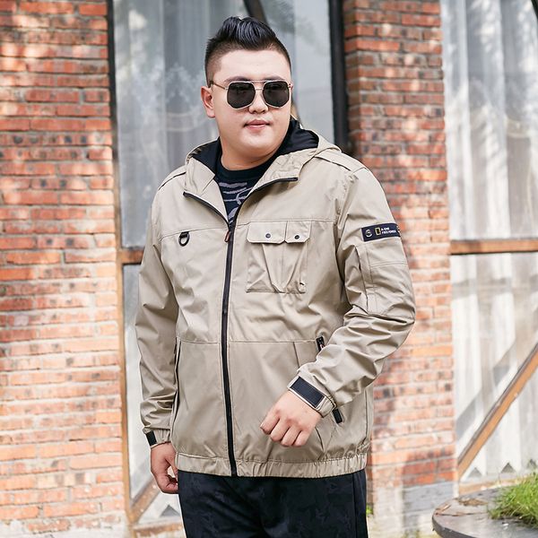 

2019 new plus size 8xl 7xl 6xl autumn new jacket men's hooded jacket sports loose men's short windbreaker tide, Black;brown
