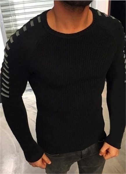 

round neck autumn mens sweaters long sleeved man o-neck fashion hollow designer slim fit, White;black