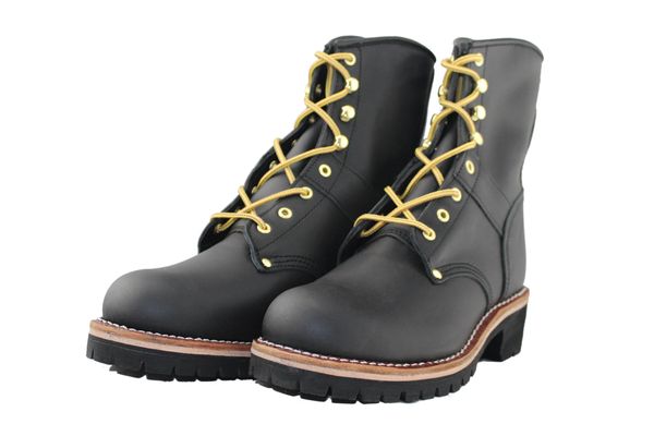 

men's fashion work boots handmade looger boots classic lace up leather ankle boots tough guy style black