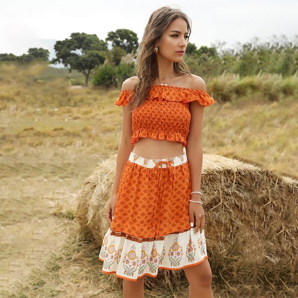 

fashion ladies printed collar slim slim thin fashion women's casual set wear summer beach vacation style inside and outside, White