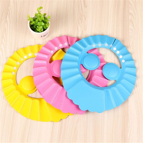 

wholesale- adjustable baby kids shower cap shampoo bath bathing shower cap comfortable multicolor wash hair shield flexible waterproof 0052
