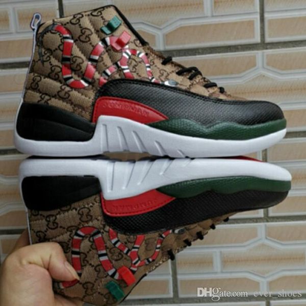

new 12 x gs generation of snake black brown red retro men basketball shoes 12s mens snakeskin multicolor sport designer sneakers with box