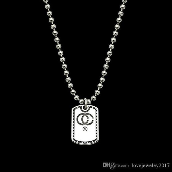 

new style hip hop men necklace punk dog tag pendant necklace silver length 65cm beads chain designer necklace for copule