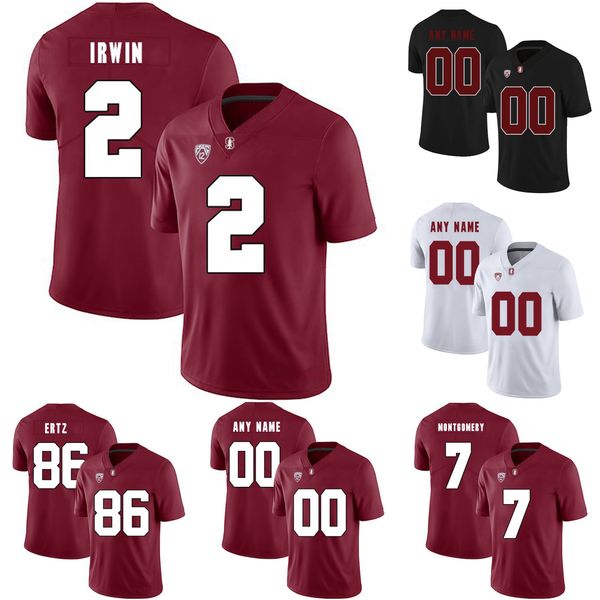 

trenton irwin stitched men's stanford cardinal zach ertz ty montgomery custom any name college football jersey, Black