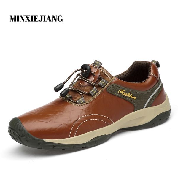 

brand new leather men shoes outdoor waterproof sneakers fashion casual shoes lace-up men loafers big size 38-46, Black