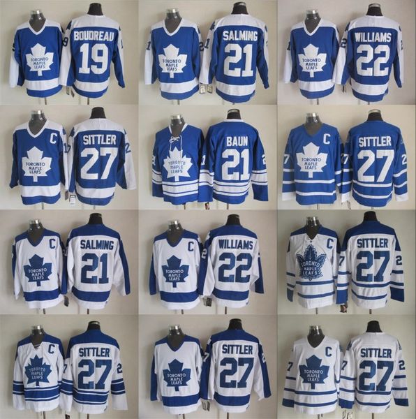 

Men Jerseys Toronto Maple 22 tiger Williams Leafs 21 Borje Salming 19 Bruce Boudreau 27 Darryl Sittler Vintage Classic Blue White Green