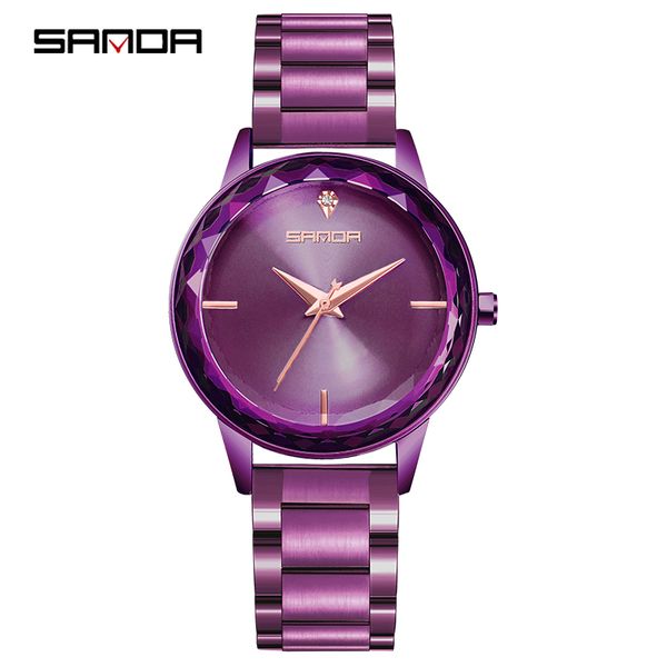 

sanda 1006 brand luxury quartz womens watches fashion rotating dial clock stainless steel female ladies watch relogio feminino, Slivery;brown