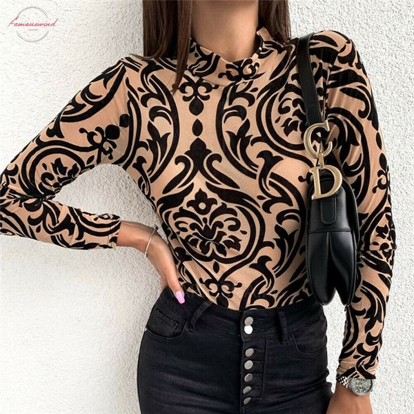 

2020 new fashion women leopard print turtleneck t shirts spring autumn long sleeve slim basic ladies t shirt party, White