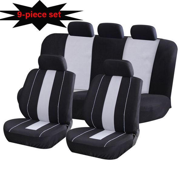 

9 piece full car seat covers universal fit most car accessories black seat cover automobiles covers#627g30