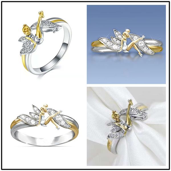 

small spirit color ring woman diamond plating 14k angel ring, Silver