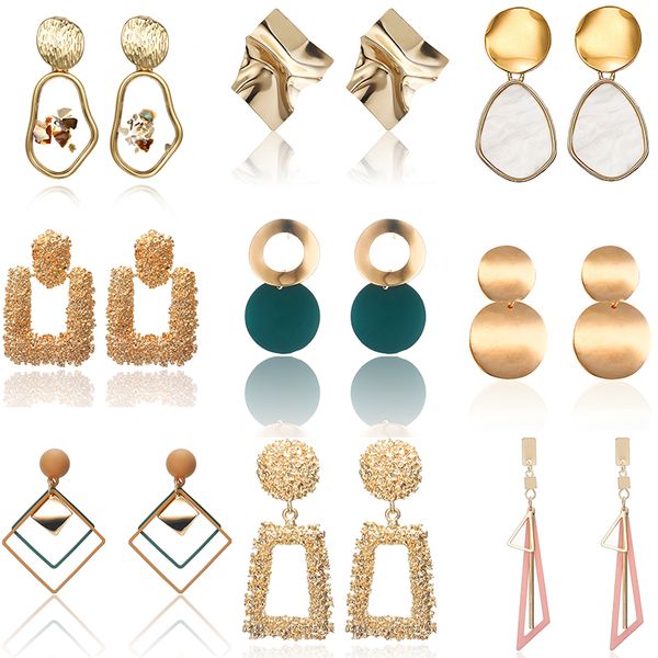 

2020 new fashion big geometric round earrings for women hanging dangle earrings drop earrings modern female jewelry, Silver