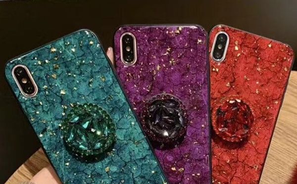 

luxury shiny epoxy bracket cover case with phone stand for iphone 7 8 plus x xs max phone casese