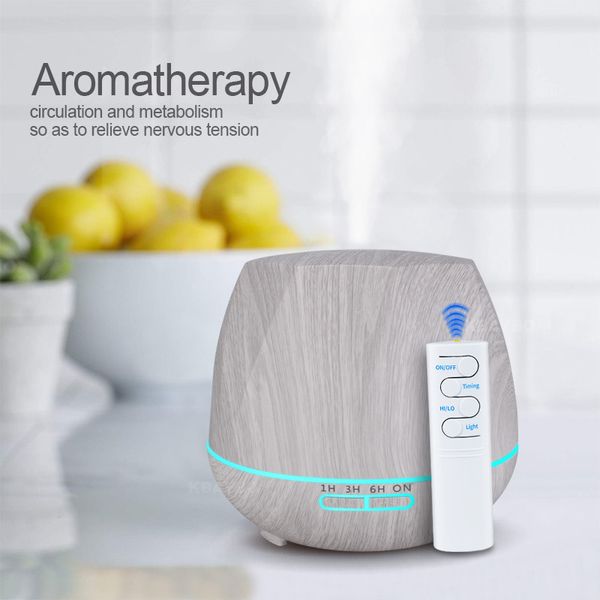 

550ml white wood air humidifier with remote control aroma essential oil diffuser aromatherapy mist maker fogger for home