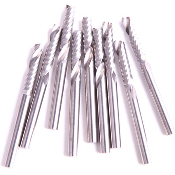 

10pcs 3.175 x 17mm single-blade cnc milling cutter bit one-blade spiral end mill carbide milling cutter spiral