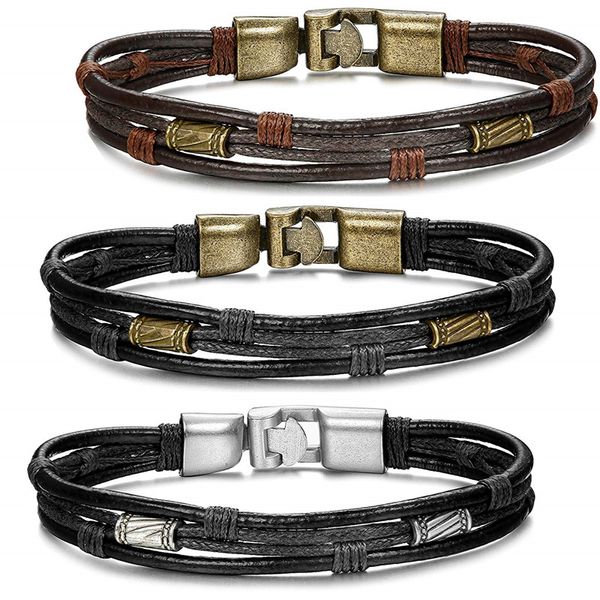 

leather bracelet for men vintage braided wrist cuff bangle wrap bangle cuff wristband for men jewelry, White