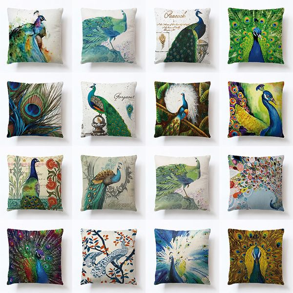 

modern minimalist sofa cushion cover peacock feather pattern pillowcase fresh animal pillowcase cute home decoration