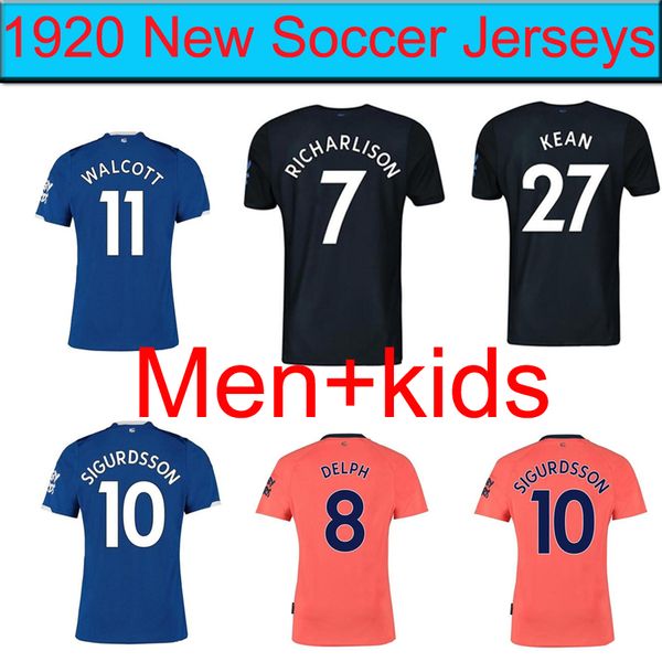 

19 20 everton soccer jersey sigurdsson richarlison andre gomes walcott 2019 2020 everton away third football shirts men kids sets uniforms, Black;yellow