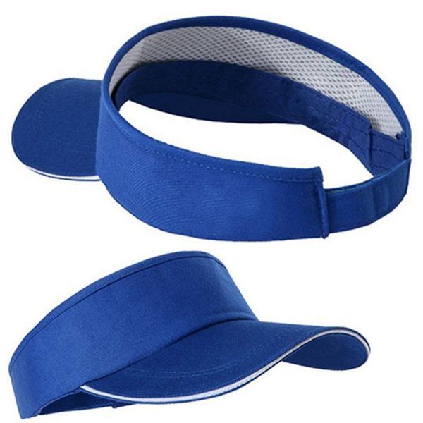 

summer cotton empty open baseball cap uv protection wide brim running sports adjustable magic sticker sun visor hat, Blue;gray
