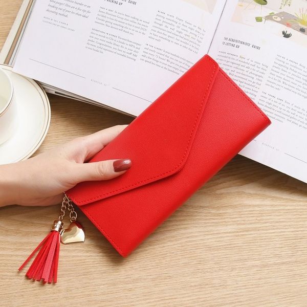 

women wallets and purses fashion large capacity ladies purse cow leather luxury wallet red heart shaped handbags young girls, Red;black